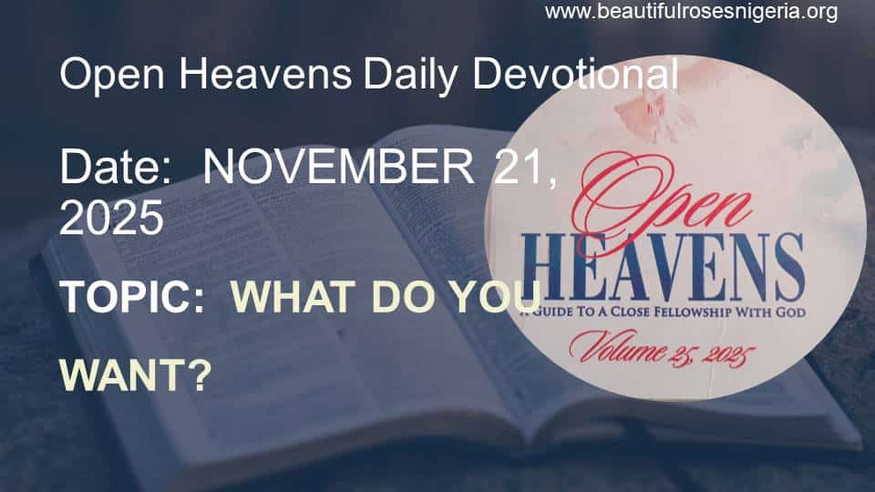 Open Heavens Daily Devotional November 21, 2025 | Beautiful Roses